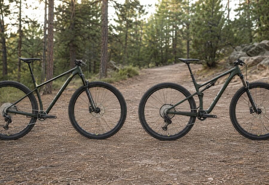 Bicicleta MTB rígida y bicicleta de doble suspensión