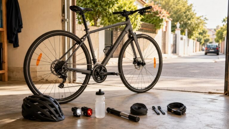 Primera bicicleta con casco, luces, bomba, candado y kit básico preparados