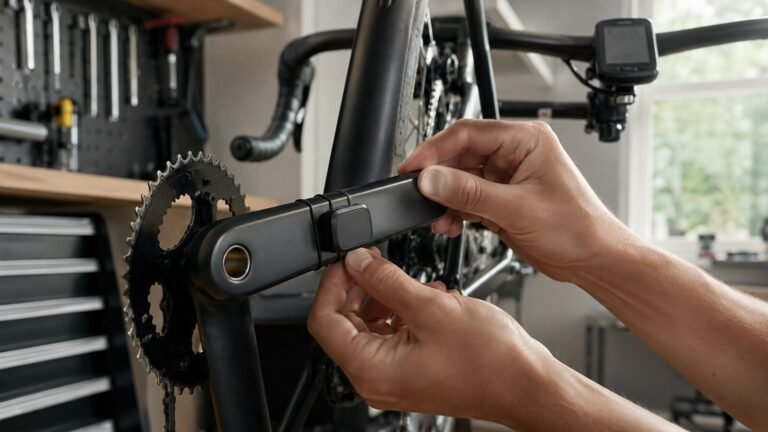 Sensor de cadencia compacto instalado en la biela de una bicicleta