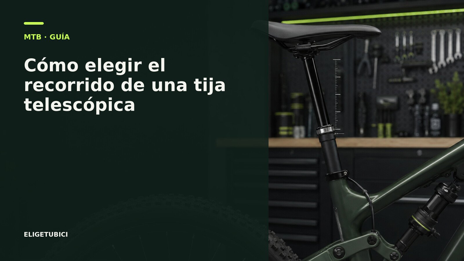 Medición del recorrido de una tija telescópica de MTB