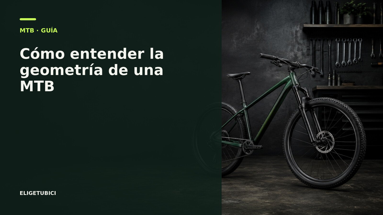 Geometría de una bicicleta MTB con reach stack y ángulos