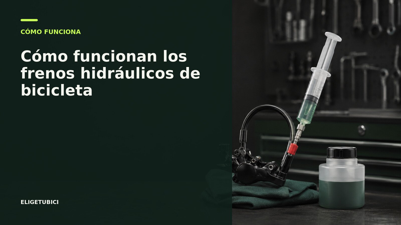 Pinza, disco y maneta de un freno hidráulico de bicicleta