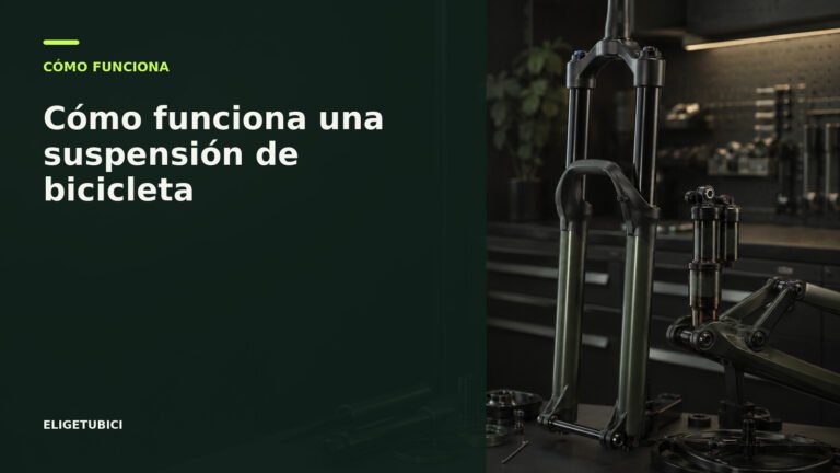 Horquilla y amortiguador de bicicleta mostrando sus elementos de suspensión