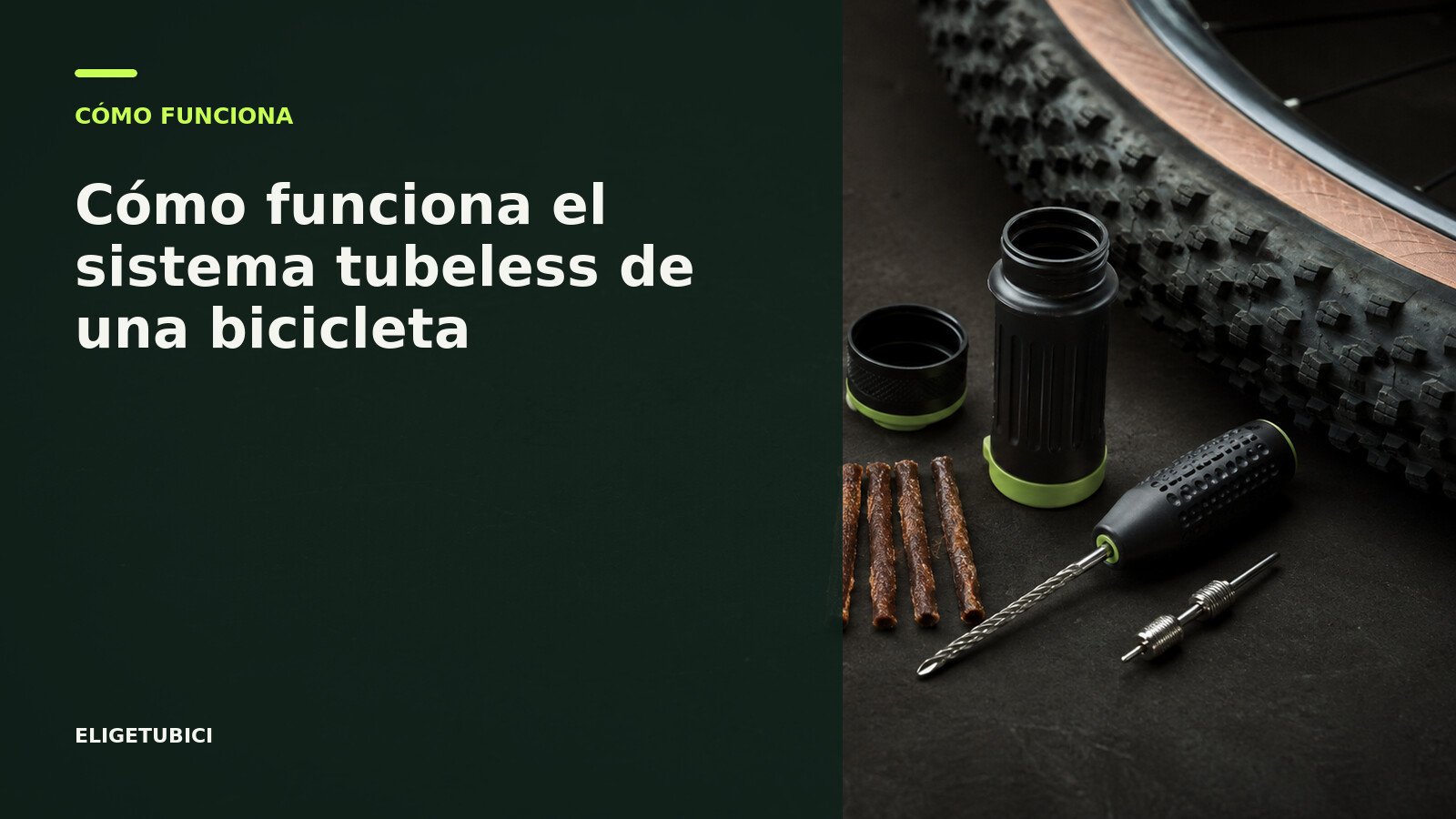 Rueda tubeless con válvula, cinta y líquido sellante