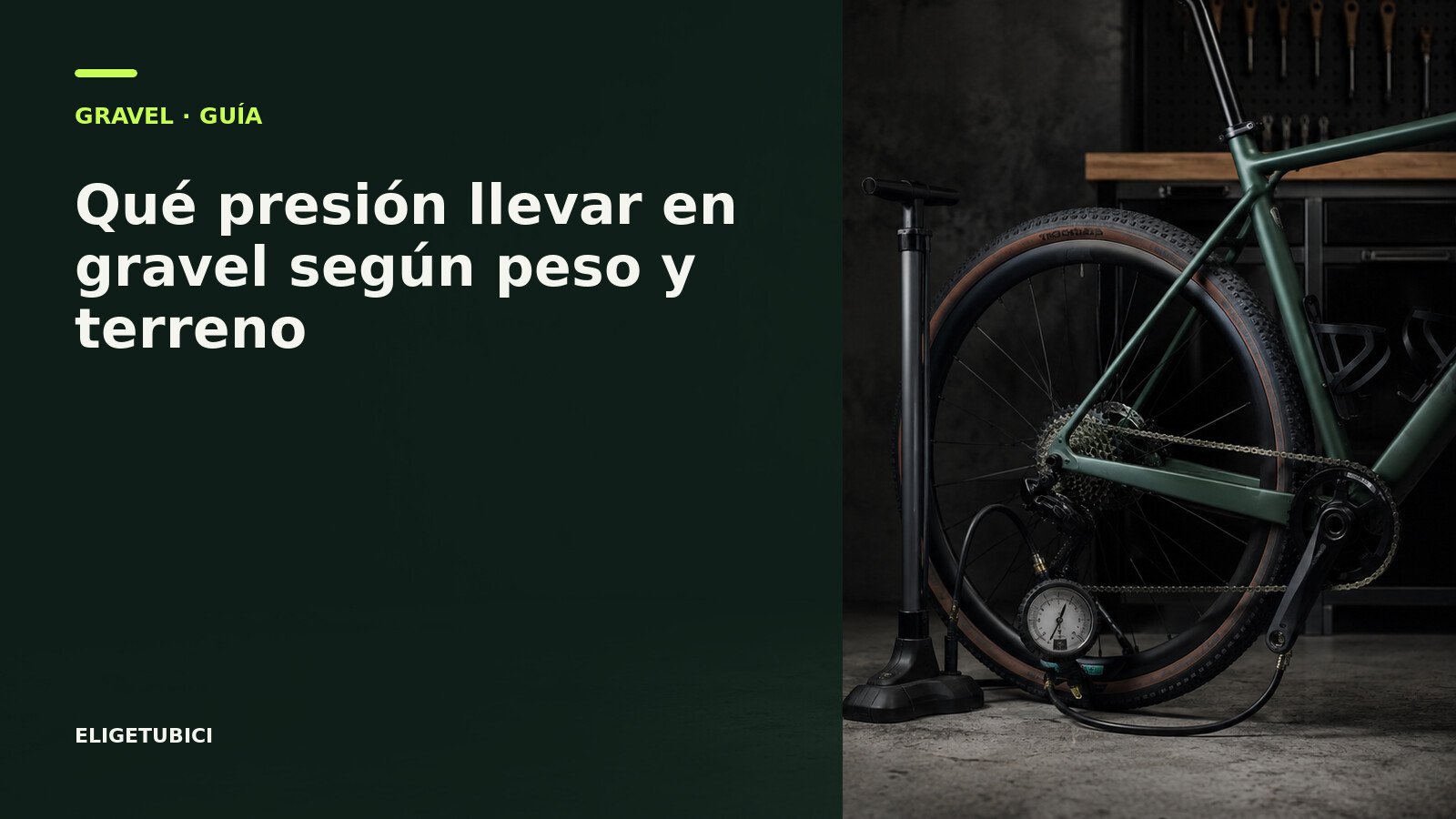 Manómetro ajustando la presión de una cubierta gravel